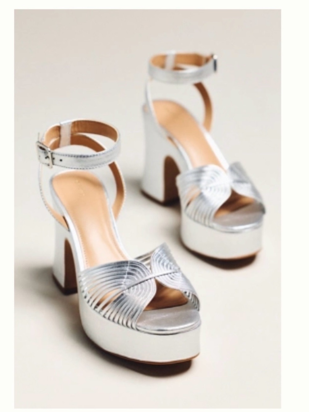 Maeve Metallic Silver Platform Heels
